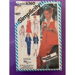 Simplicity 6360 Sewing Pattern 1983 Size 18.5 20.5 22.5 24.5 Jacket Vest Top Pan